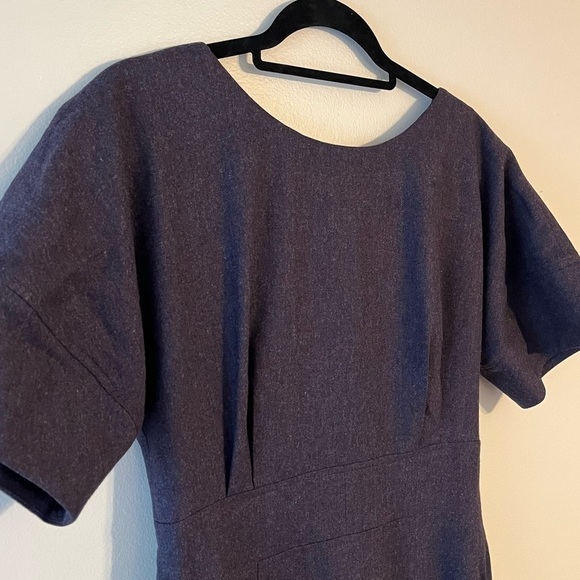 Lela Rose Wool Tweed Twill Mini Sleeveless Dolman Sleeve Sheath silk lining Gray - Picture 3 of 11